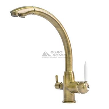 FABIANO Смеситель для кухни на две воды двухрычажный FKM 31.2 Brass-Antique (8231.403.0534)
